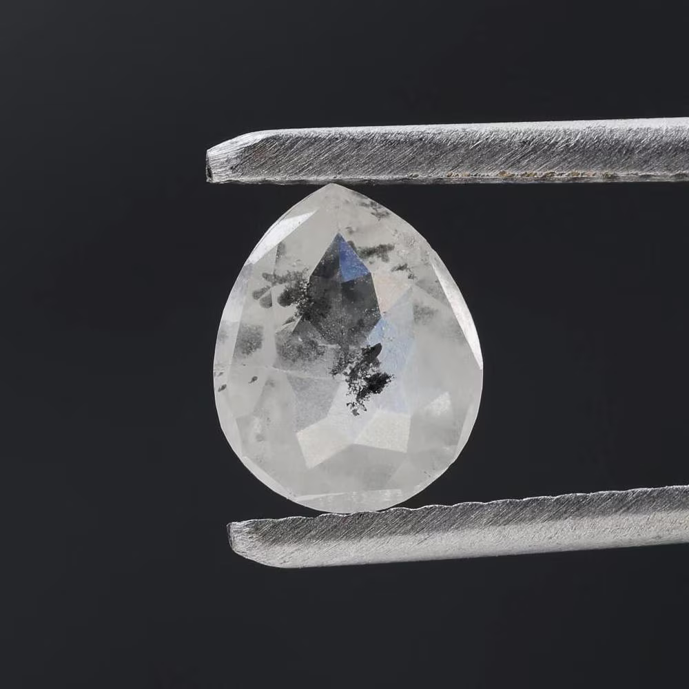 0.96 Ct Salt and Pepper Diamond, Natural Gray Color Pear Cut Loose Diamonds for Engagement Ring