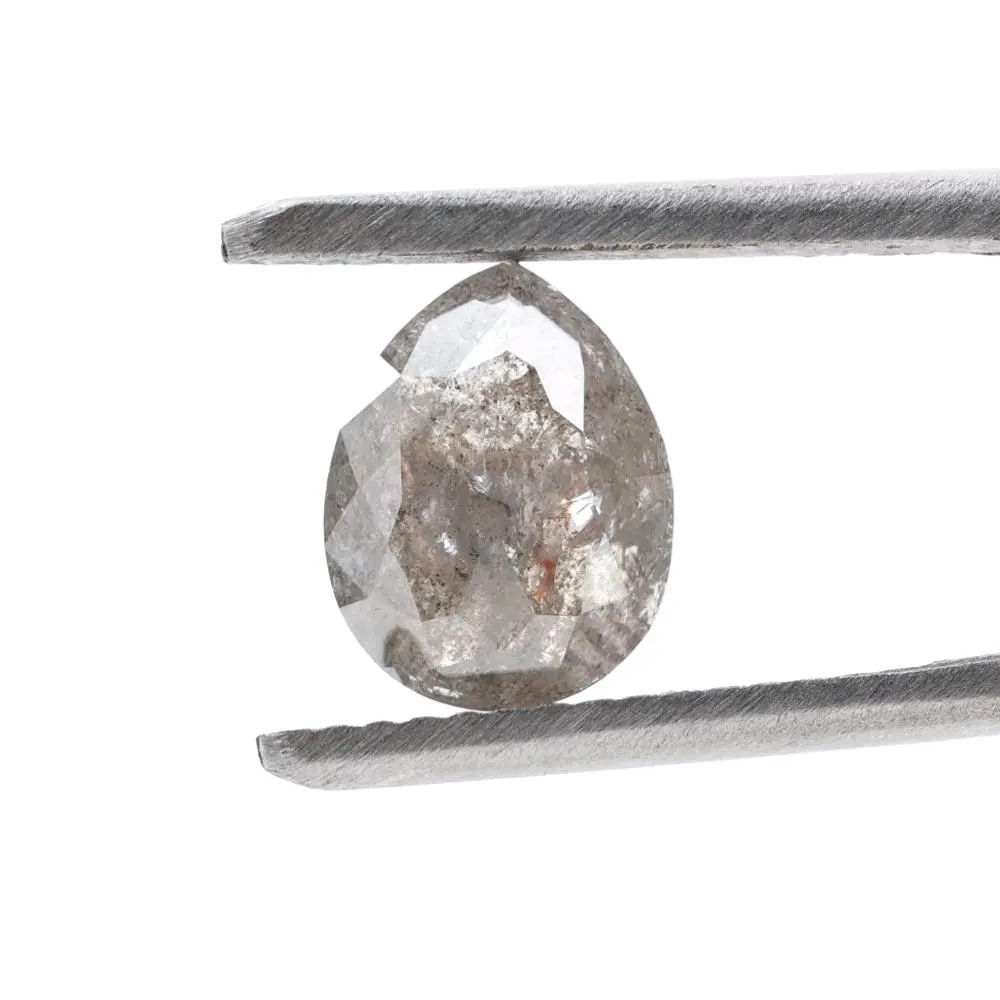 1.68 Ct Salt and Pepper Diamond, Natural Gray Color Pear Cut Loose Diamonds for Engagement Ring