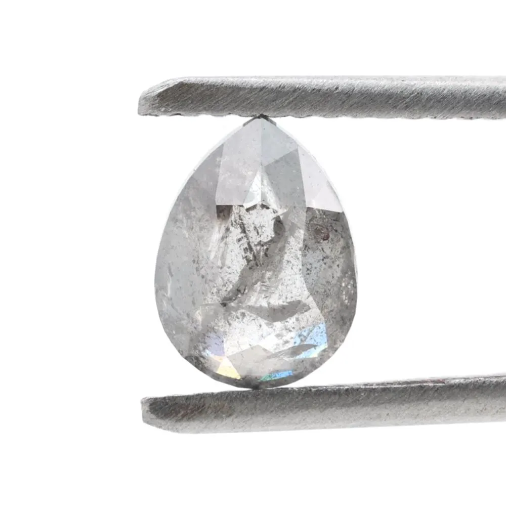 1.22 Ct Salt and Pepper Diamond, Natural Gray Color Pear Cut Loose Diamonds for Engagement Ring