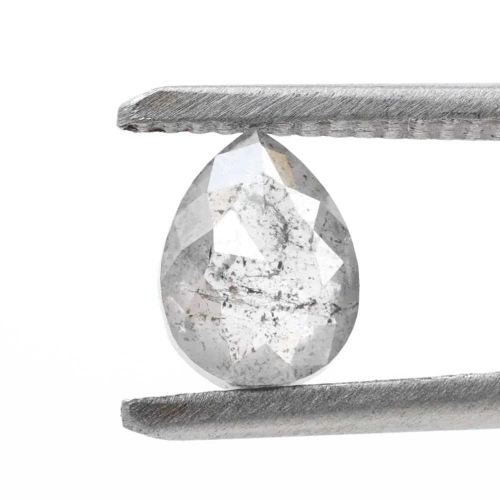 1.10 Ct Salt and Pepper Diamond, Natural Smokey Gray Color Pear Cut Loose Diamonds for Engagement Ring