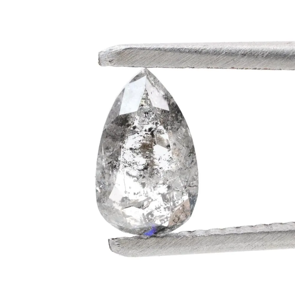 0.87 Ct Salt and Pepper Diamond, Natural Gray Color Pear Cut Loose Diamonds for Engagement Ring