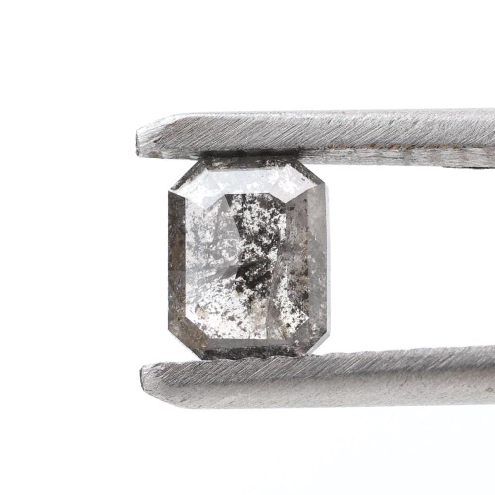 0.68 Ct Salt and Pepper Diamond, Natural Gray Color Emerald Loose Diamond for Engagement Ring