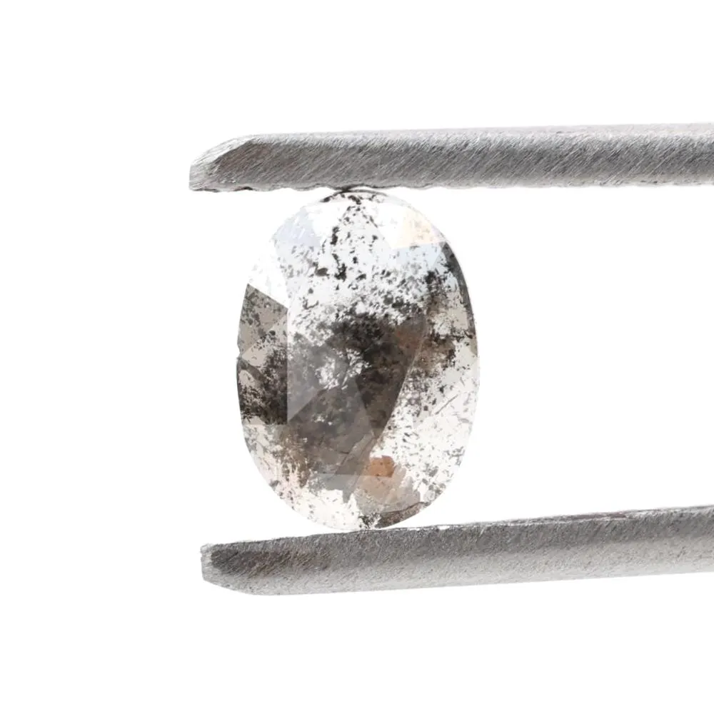 0.60 Ct Salt and Pepper Diamond, Natural Gray Oval Loose Diamonds for Minimalist Engagement Ring