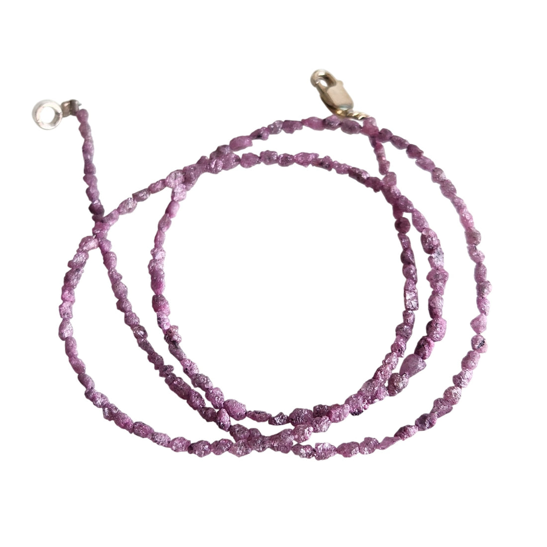 Pink Rough Diamond Beads 16" Strand Necklace, Natural Loose Long Drilled Diamond Beads Chain
