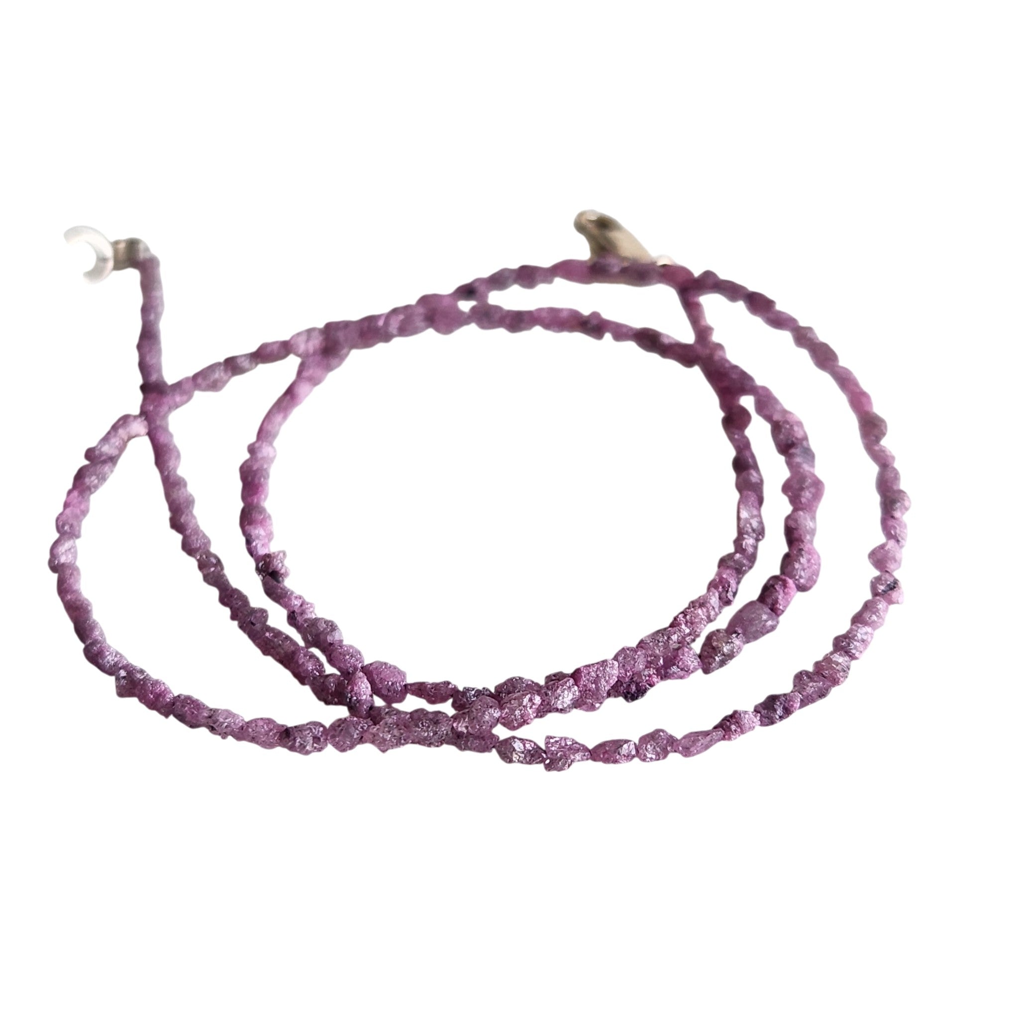 Pink Rough Diamond Beads 16" Strand Necklace, Natural Loose Long Drilled Diamond Beads Chain
