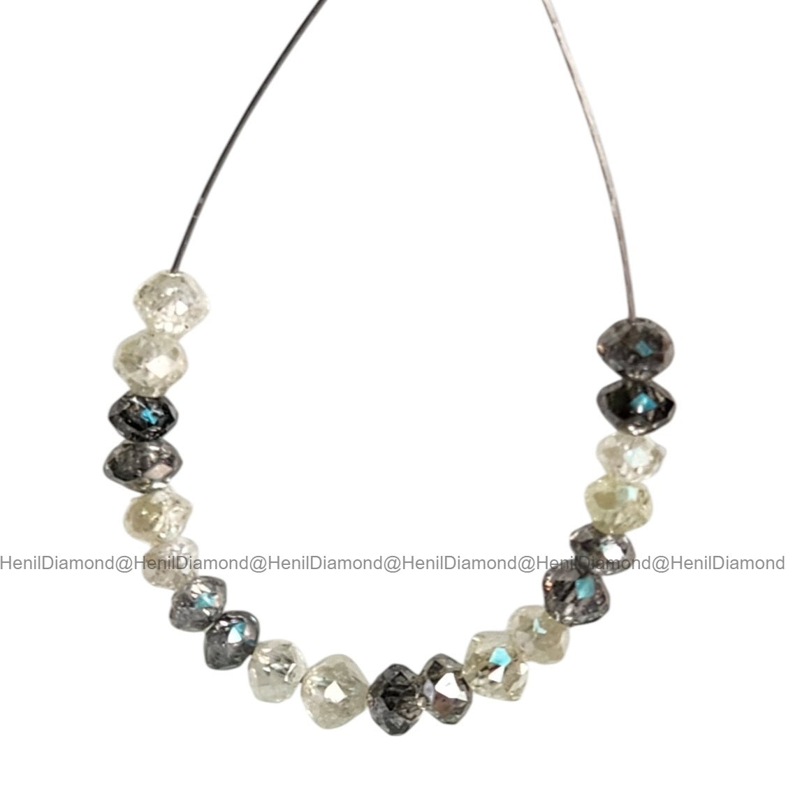 1.02 Ct Lot 1.50 to 2.00 MM Natural White Gray Polished Round Loose Diamonds Beads wt Drilled Hole for Necklace