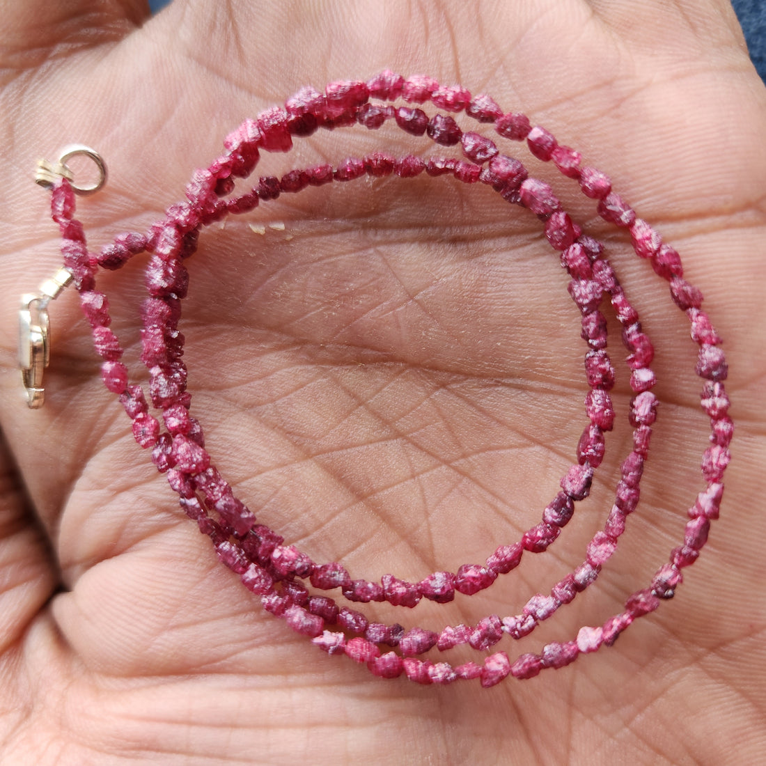 Purple Pink Rough Diamond Beads 16" Strand Necklace, Natural Loose Long Drilled Diamond Beads Chain