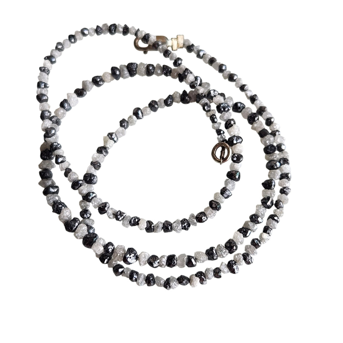 Raw Diamond Beads 16" Strand Necklace, Natural White Black Rough Loose Diamond Beads Chain, Gift for Her