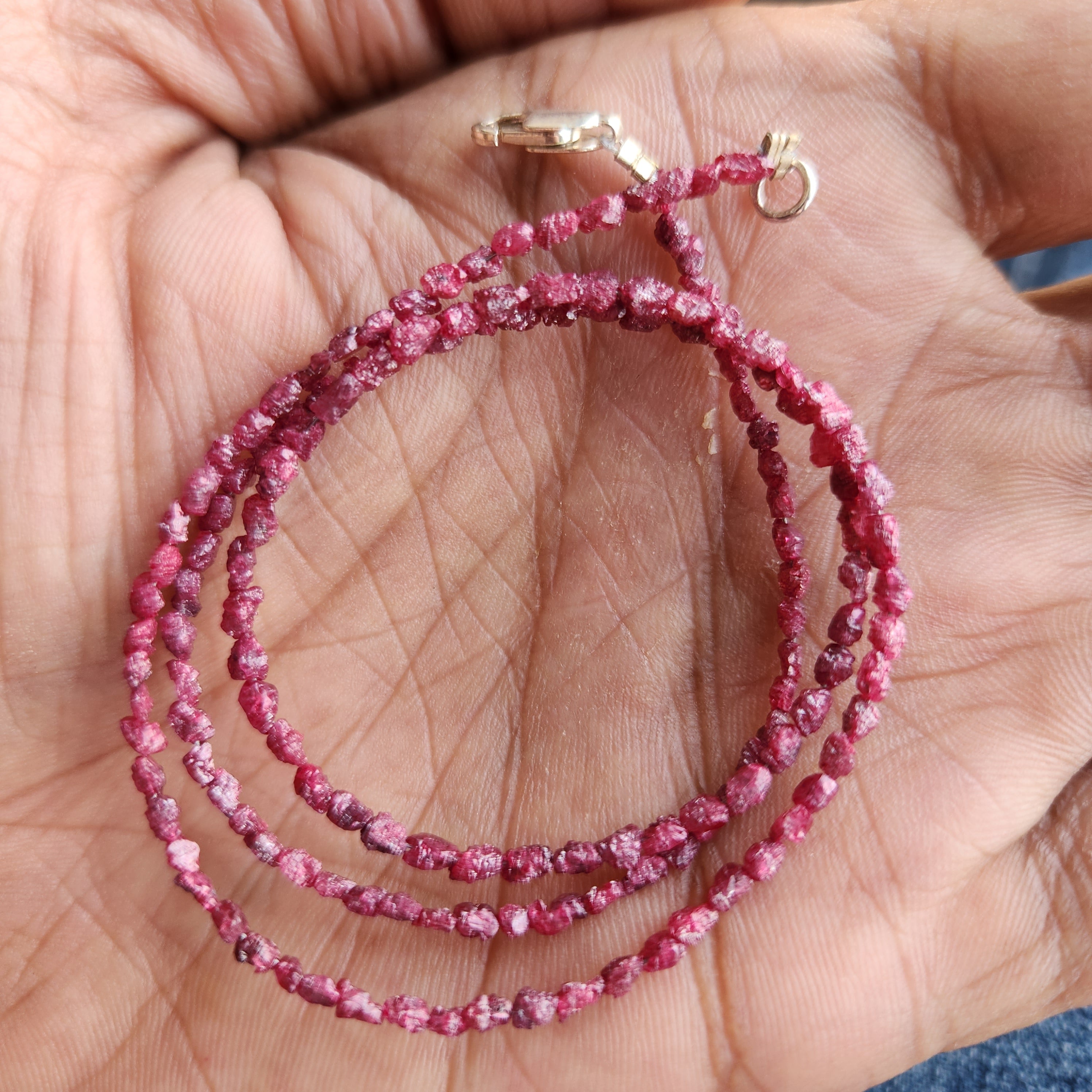 Purple Pink Rough Diamond Beads 16" Strand Necklace, Natural Loose Long Drilled Diamond Beads Chain