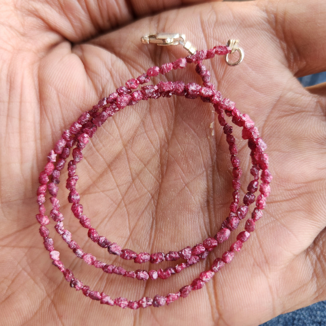 Purple Pink Rough Diamond Beads 16" Strand Necklace, Natural Loose Long Drilled Diamond Beads Chain