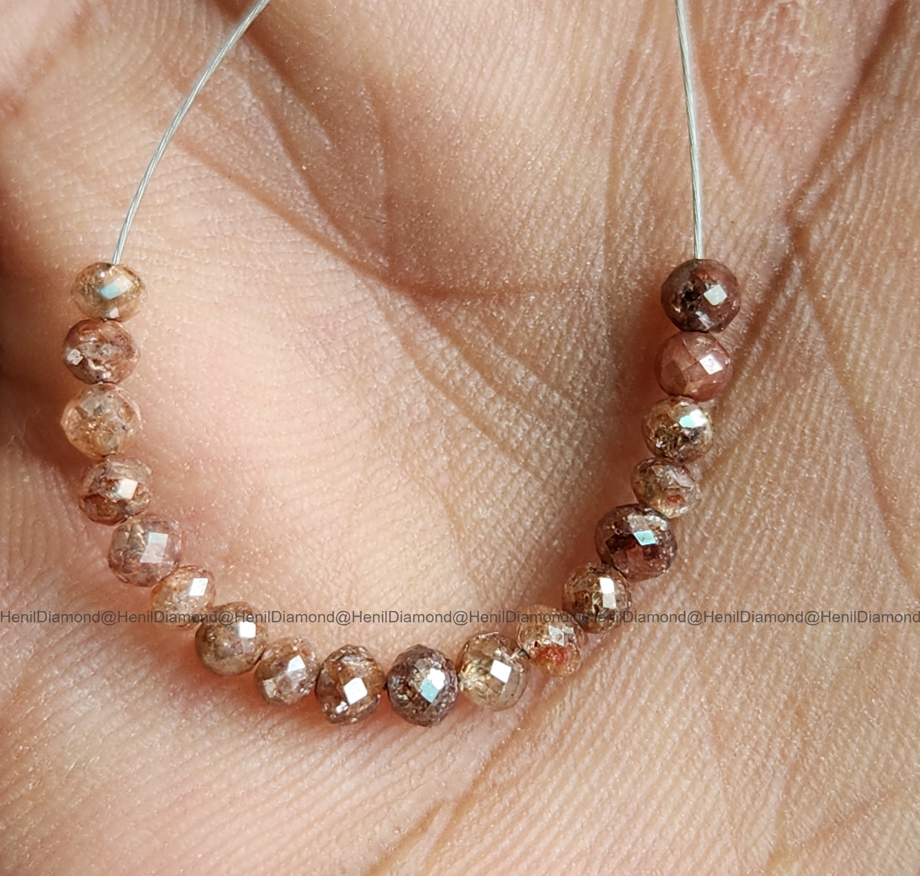 1.03 Ct 1.50-2.00 MM Natural Red Round Diamond Beads with Drilled Hole for Necklace Strand