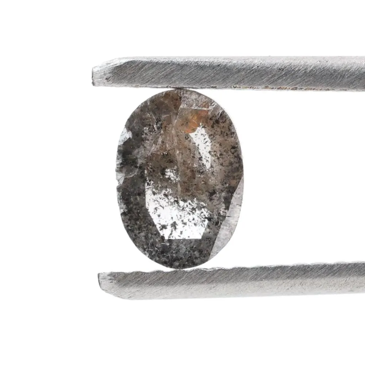 0.60 Ct Salt and Pepper Diamond, Natural Gray Oval Loose Diamonds for Minimalist Engagement Ring