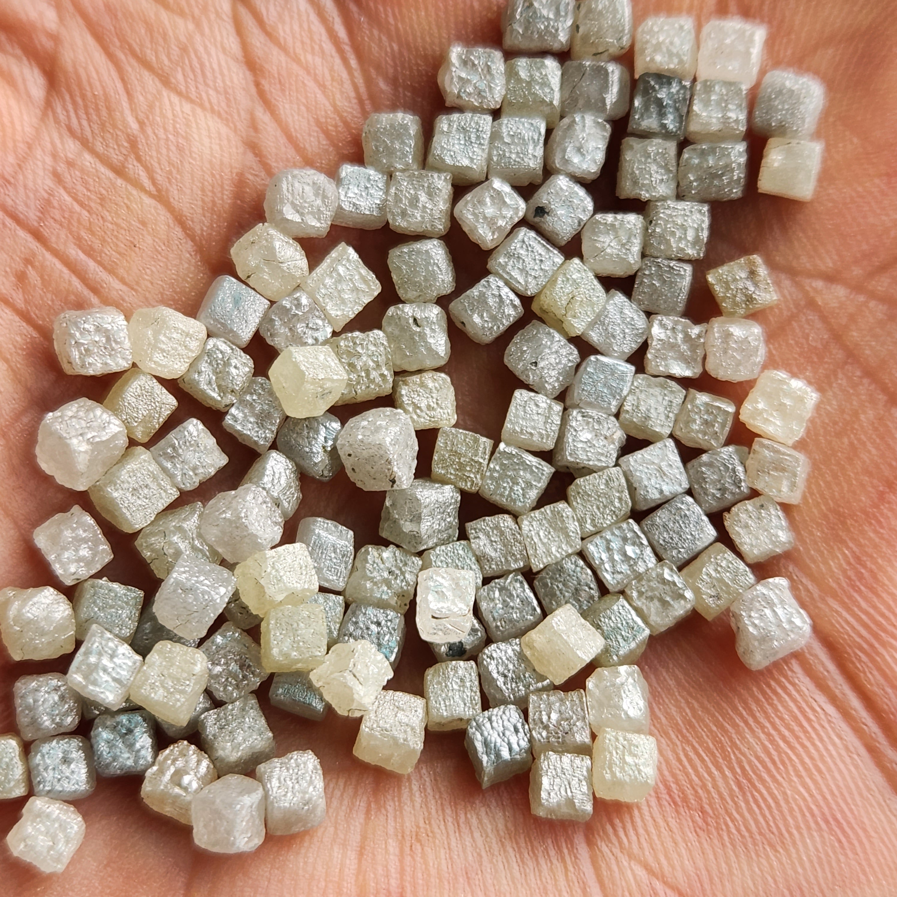 5.00 Ct Natural Cube Rough Diamonds | 2–3 mm Gray Raw Uncut Loose Stones for Jewelry Making