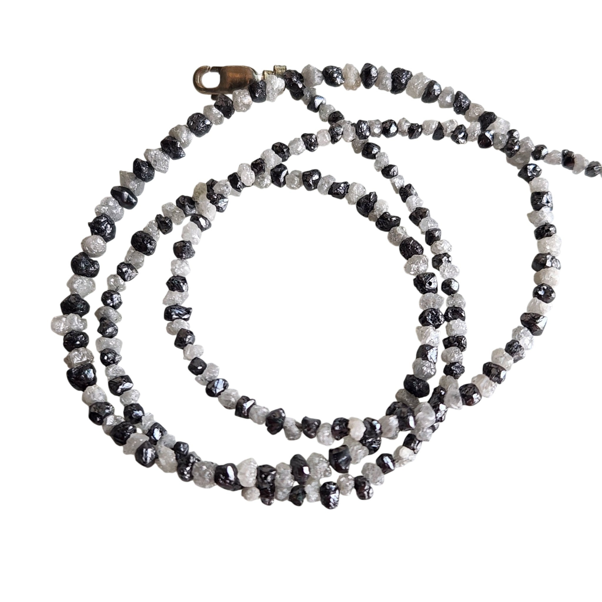 Raw Diamond Beads 16" Strand Necklace, Natural White Black Rough Loose Diamond Beads Chain, Gift for Her