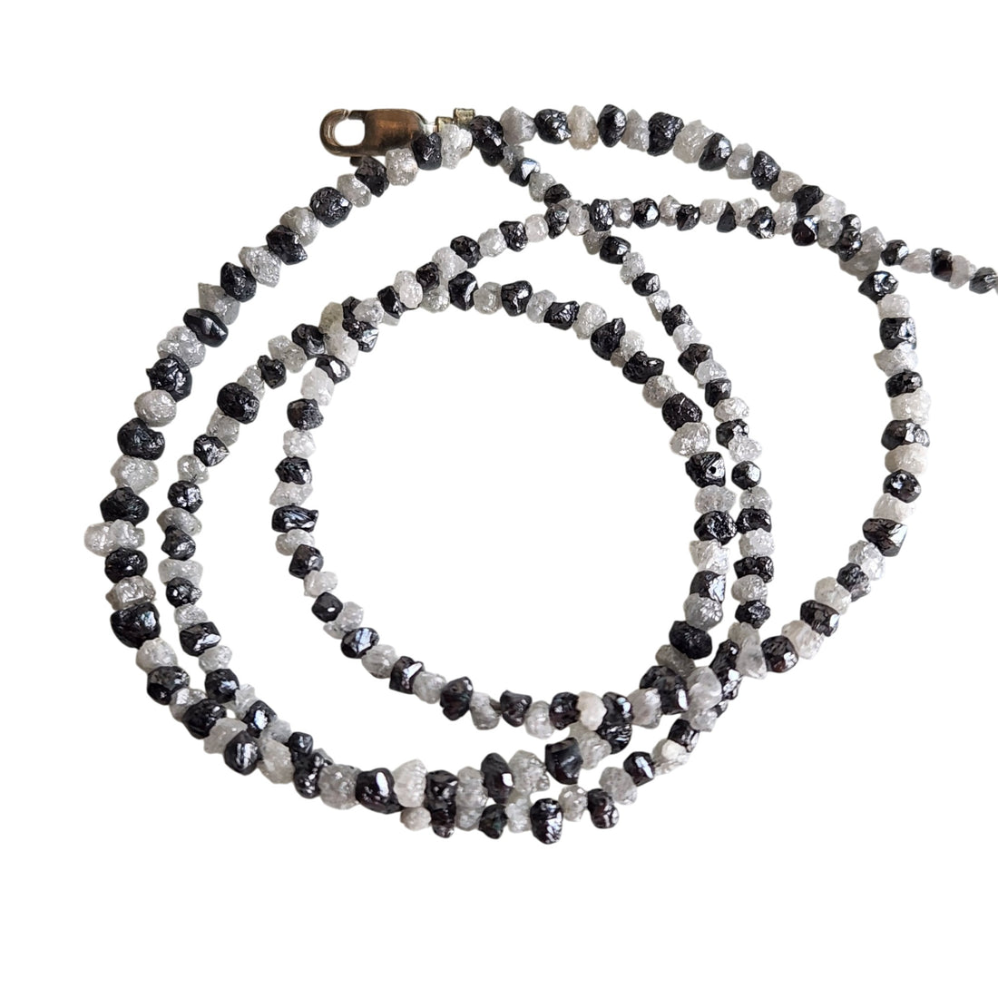 Raw Diamond Beads 16" Strand Necklace, Natural White Black Rough Loose Diamond Beads Chain, Gift for Her