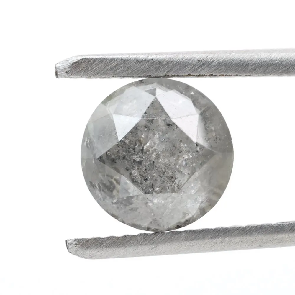 2.47 Carat Salt and Pepper Diamond, Natural Gray Round Loose Diamonds for Engagement Ring