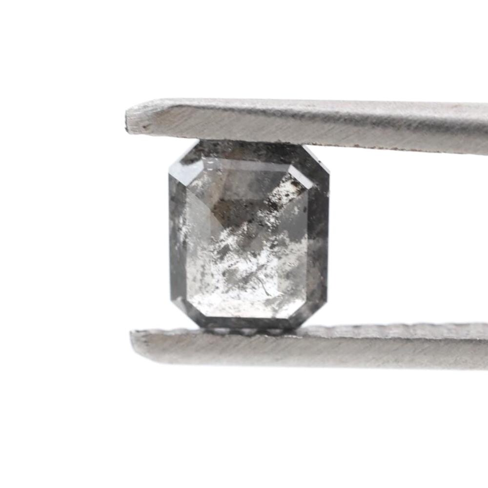 0.73 Ct Salt and Pepper Diamond, Natural Gray Color Emerald Loose Diamond for Engagement Ring