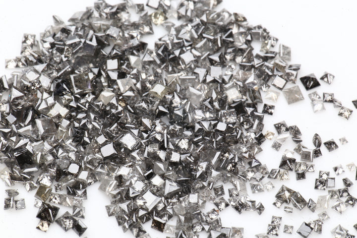 1.00 Ct Salt and Pepper Princess Cut Diamond 3.00 MM – Natural Gray Color Loose Diamond For Engagement Ring