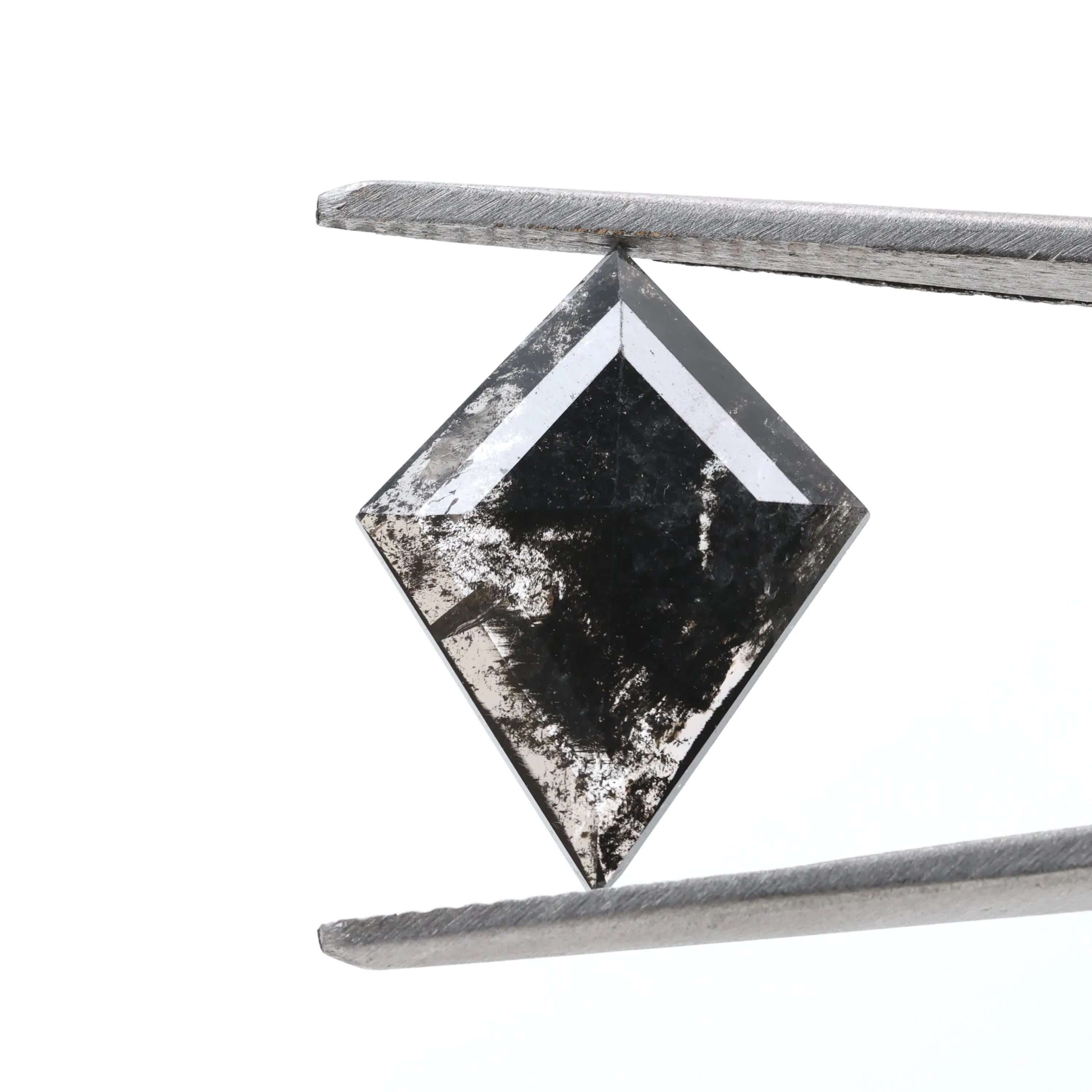 2.94 Carat Salt and Pepper Diamond, Natural Gray Kite Loose Diamonds for Minimalist Engagement Ring