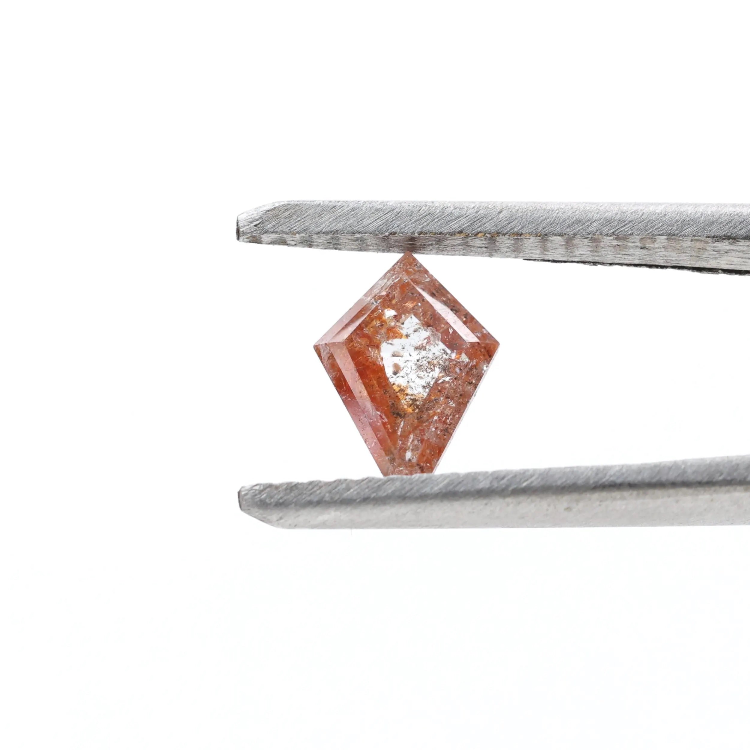 0.63 Carat Salt and Pepper Diamond, Natural Orange Kite Loose Diamonds for Minimalist Engagement Ring