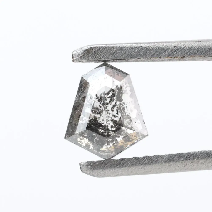 0.81 Ct Salt and Pepper Diamond, Natural Gray Shield Loose Diamonds for Engagement Ring
