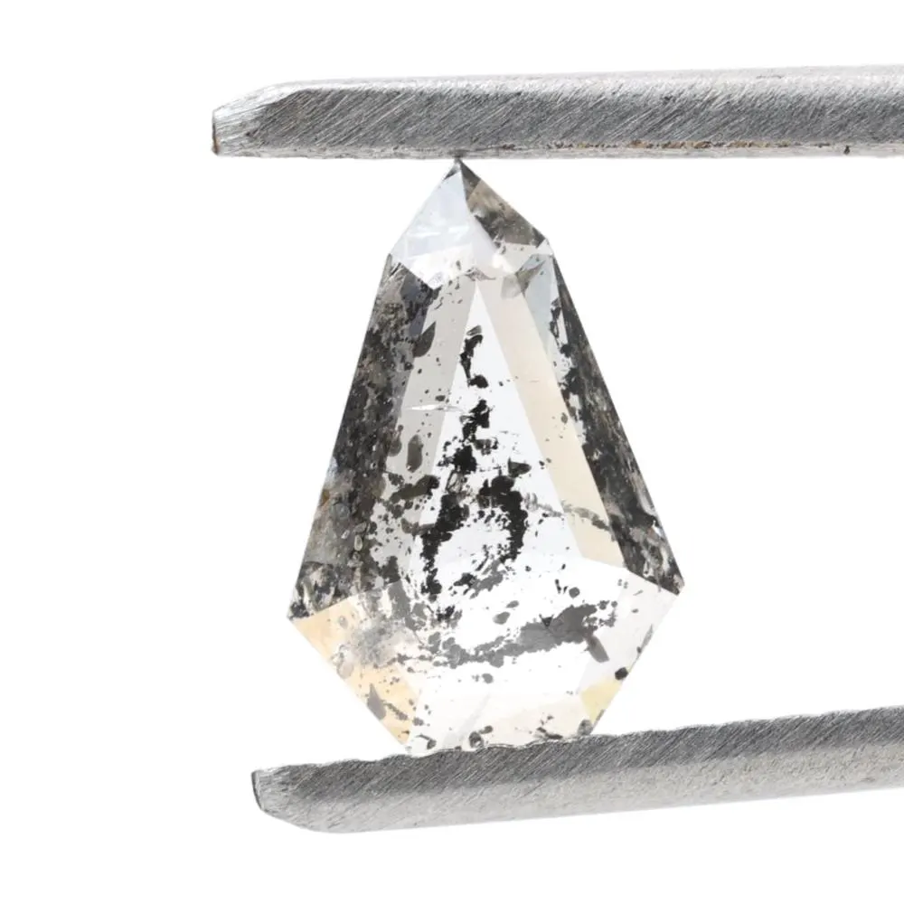 0.91 Ct Salt and Pepper Diamond, Natural Gray Shield Loose Diamonds for Engagement Ring