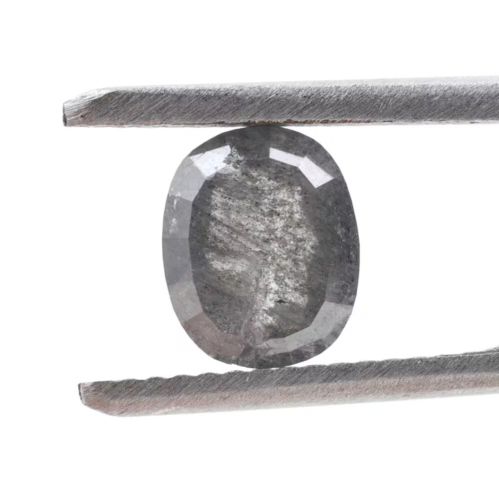 1.23 Ct Salt and Pepper Diamond, Natural Gray Smokey Oval Loose Diamonds for Minimalist Engagement Ring