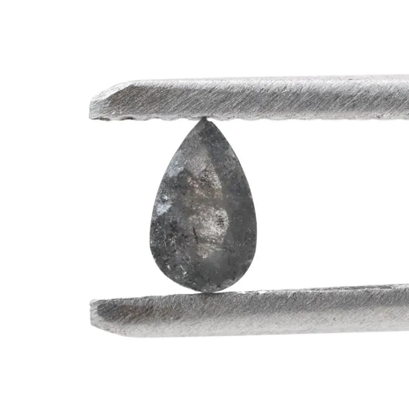 0.25 Ct Salt and Pepper Diamond, Natural Gray Color Pear Cut Loose Diamonds for Engagement Ring