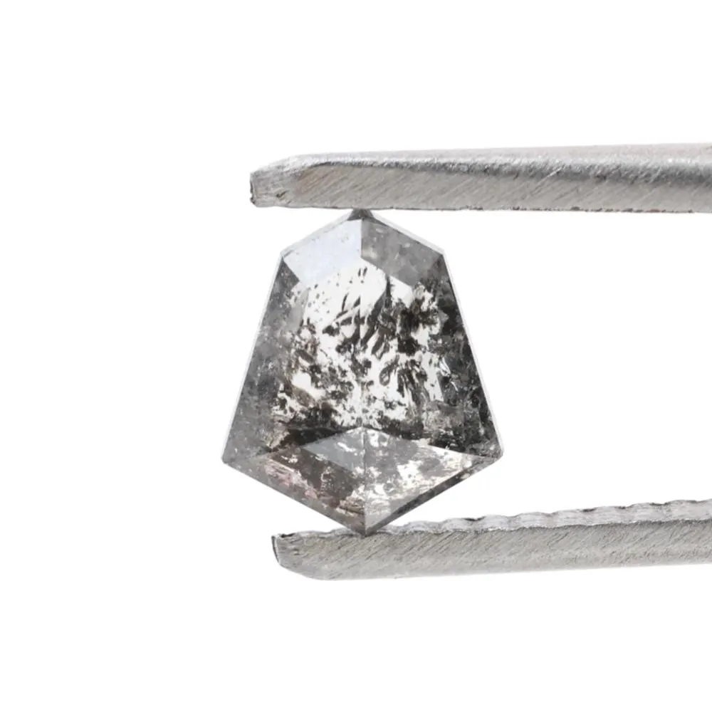 0.81 Ct Salt and Pepper Diamond, Natural Gray Shield Loose Diamonds for Engagement Ring