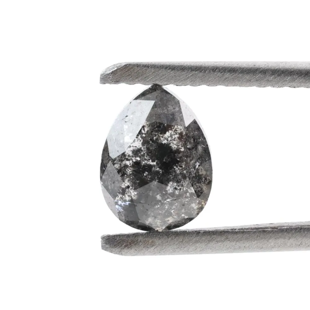 1.17 Ct Salt and Pepper Diamond, Natural Gray Color Pear Cut Loose Diamonds for Wedding Ring