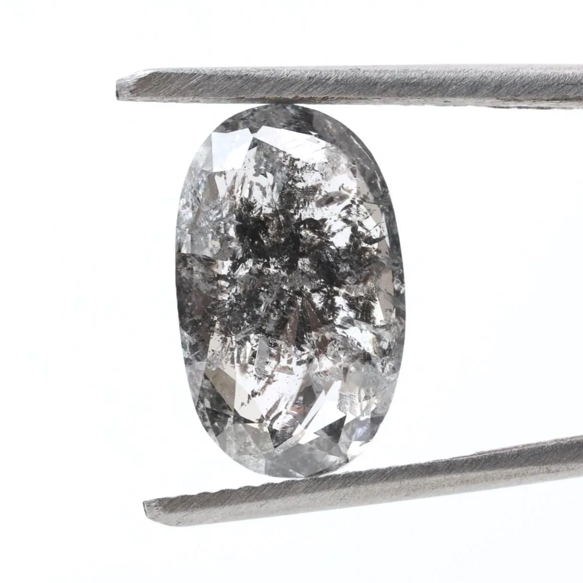 3.83 Ct Salt and Pepper Diamond, Natural Gray Smokey Oval Loose Diamonds for Minimalist Engagement Ring