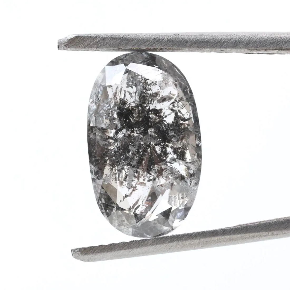 3.83 Ct Salt and Pepper Diamond, Natural Gray Smokey Oval Loose Diamonds for Minimalist Engagement Ring