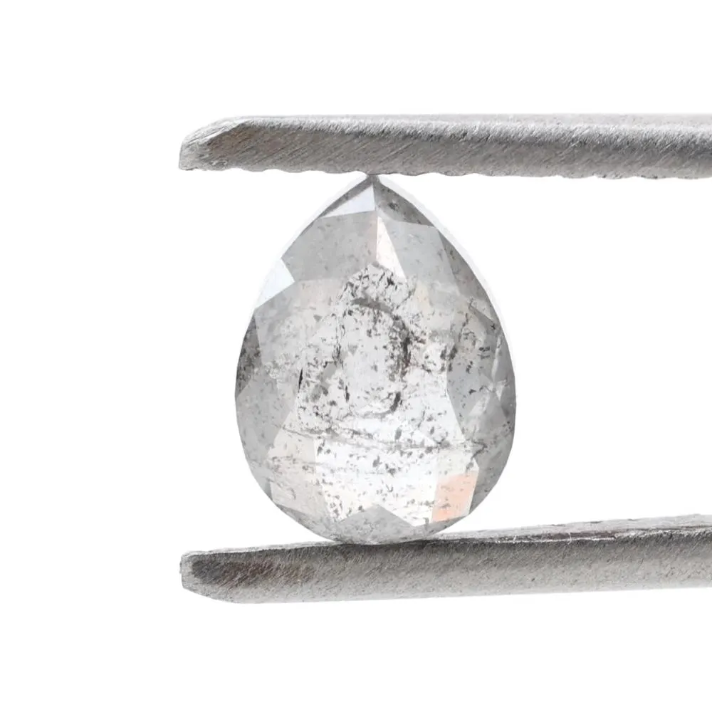 1.10 Ct Salt and Pepper Diamond, Natural Smokey Gray Color Pear Cut Loose Diamonds for Engagement Ring