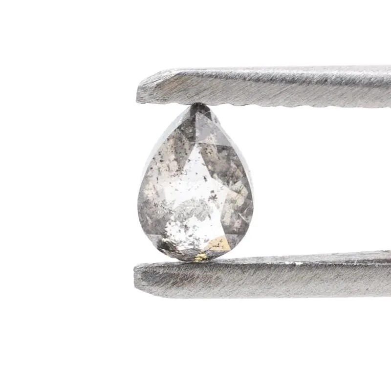 0.24 Ct Salt and Pepper Diamond, Natural Gray Color Pear Cut Loose Diamonds for Engagement Ring