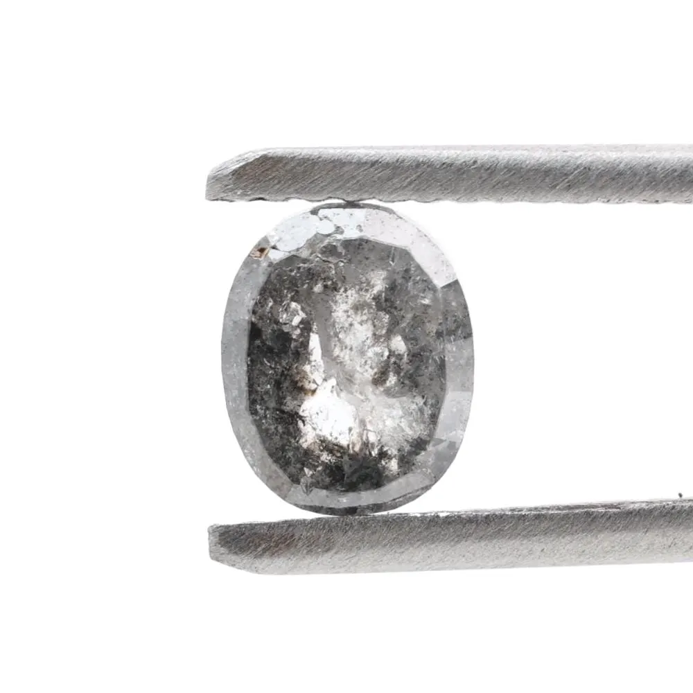 0.85 Ct Salt and Pepper Diamond, Natural Gray Smokey Oval Loose Diamonds for Minimalist Engagement Ring