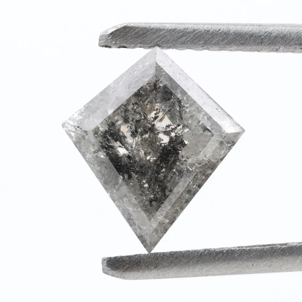 1.72 Ct Salt and Pepper Diamond, Natural Gray Kite Loose Diamonds for Engagement Ring