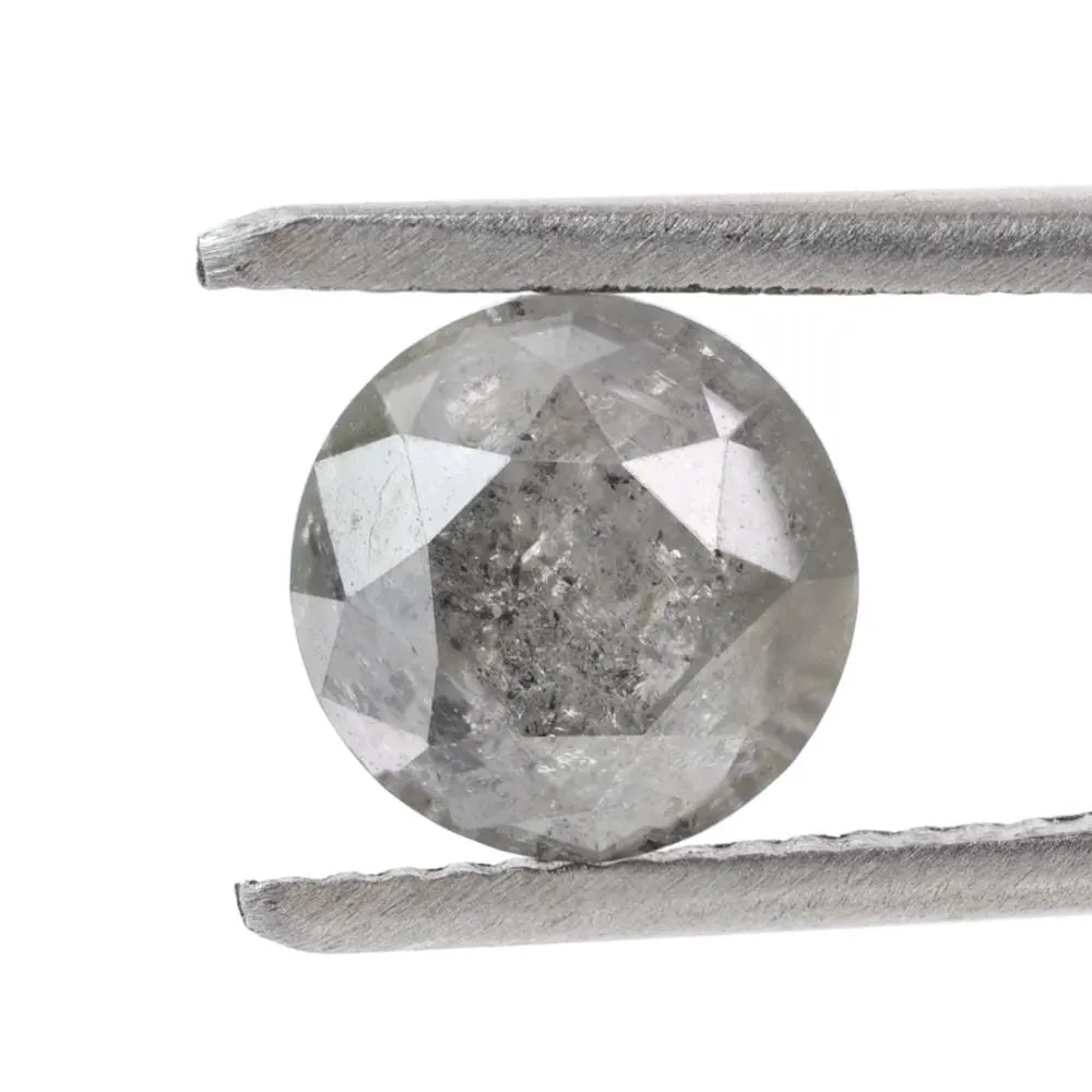 2.47 Carat Salt and Pepper Diamond, Natural Gray Round Loose Diamonds for Engagement Ring