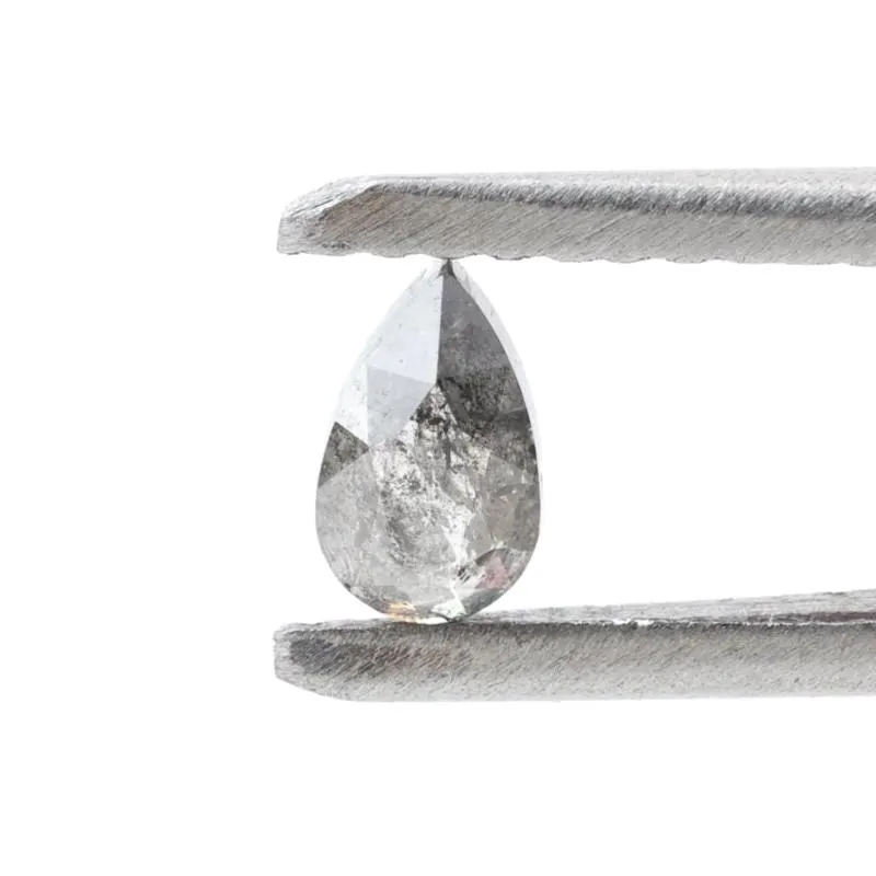 0.27 Ct Salt and Pepper Diamond, Natural Gray Color Pear Cut Loose Diamonds for Wedding Ring