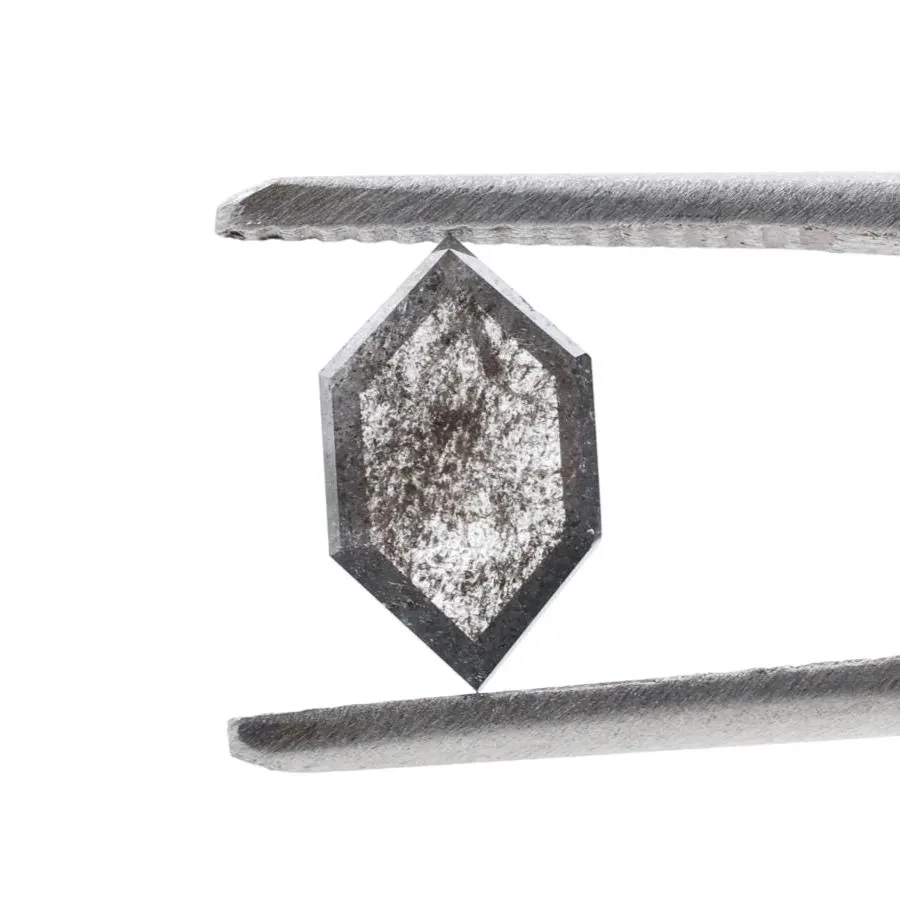 0.72 Ct Salt and Pepper Diamond, Natural Gray Smokey Hexagon Cut Loose Diamonds for Wedding Ring