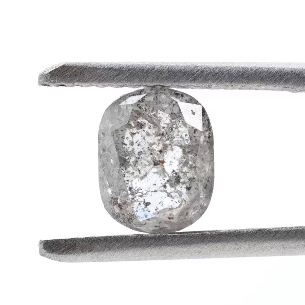 1.34 Ct Salt and Pepper Diamond, Natural Gray Smokey Oval Loose Diamonds for Minimalist Engagement Ring