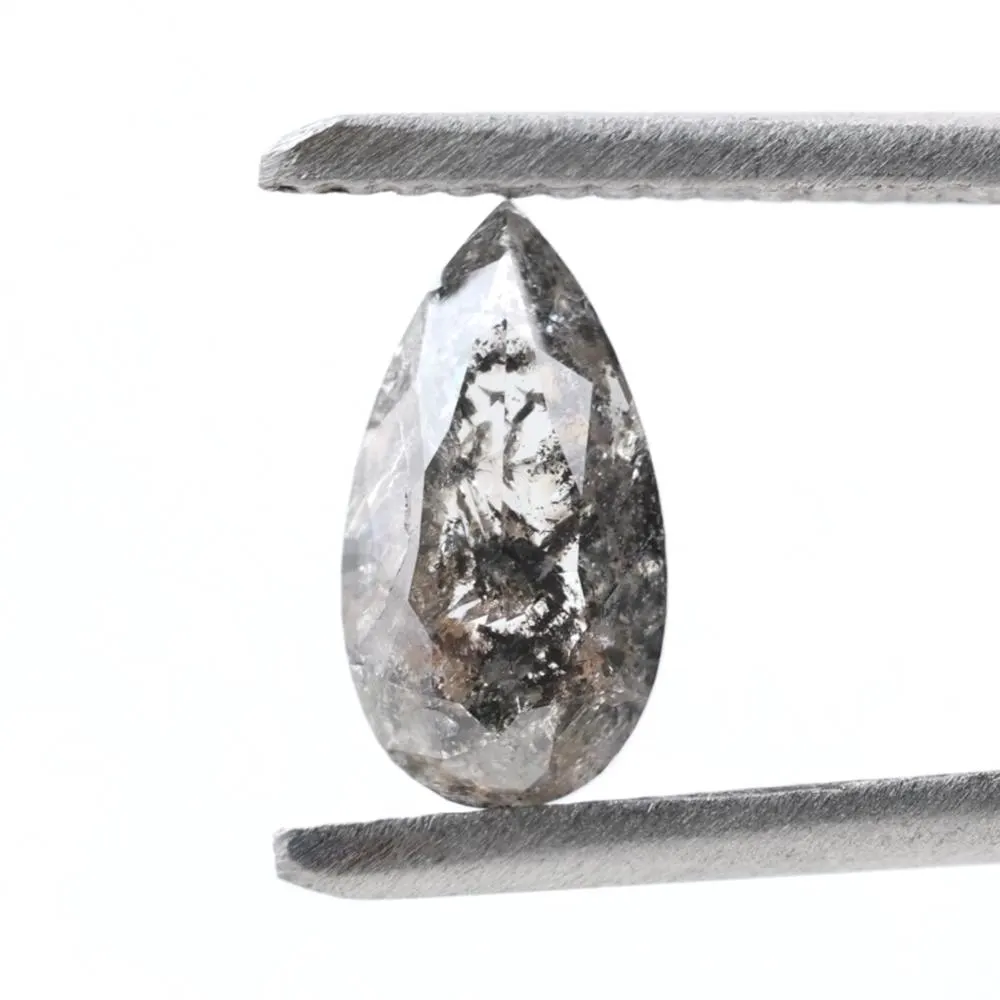 1.25 Ct Salt and Pepper Diamond, Natural Smokey Gray Color Pear Cut Loose Diamonds for Engagement Ring