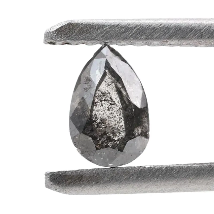 0.39 Ct Salt and Pepper Diamond, Natural Gray Color Pear Cut Loose Diamonds for Engagement Ring