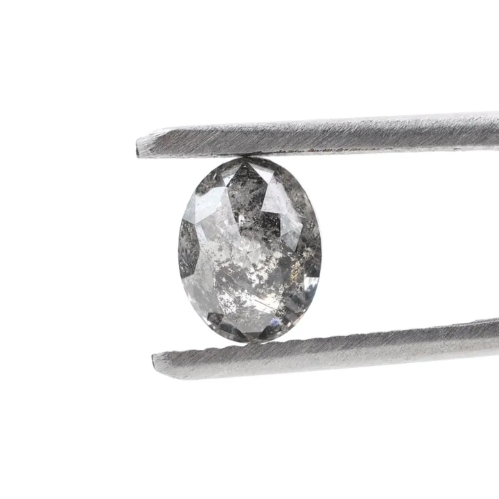 1.28 Ct Salt and Pepper Diamond, Natural Gray Smokey Oval Loose Diamonds for Minimalist Engagement Ring