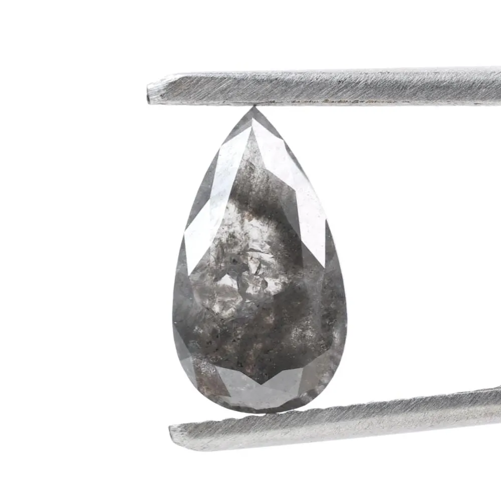 1.75 Ct Salt and Pepper Diamond, Natural Smokey Gray Color Pear Cut Loose Diamonds for Engagement Ring