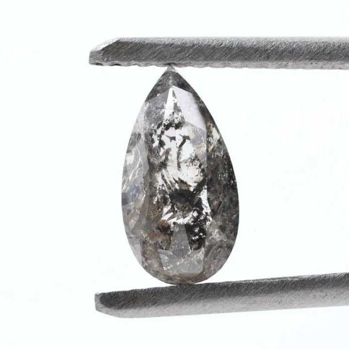 1.25 Ct Salt and Pepper Diamond, Natural Smokey Gray Color Pear Cut Loose Diamonds for Engagement Ring