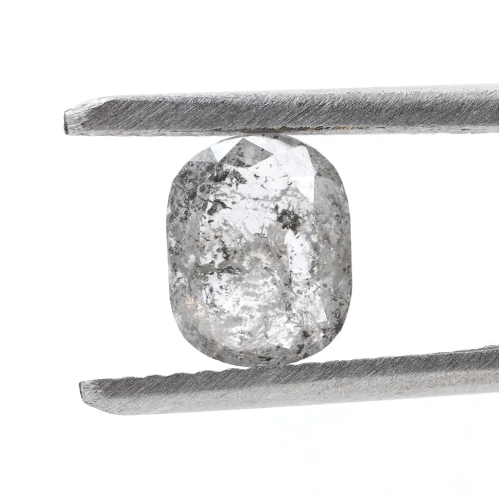 1.34 Ct Salt and Pepper Diamond, Natural Gray Smokey Oval Loose Diamonds for Minimalist Engagement Ring
