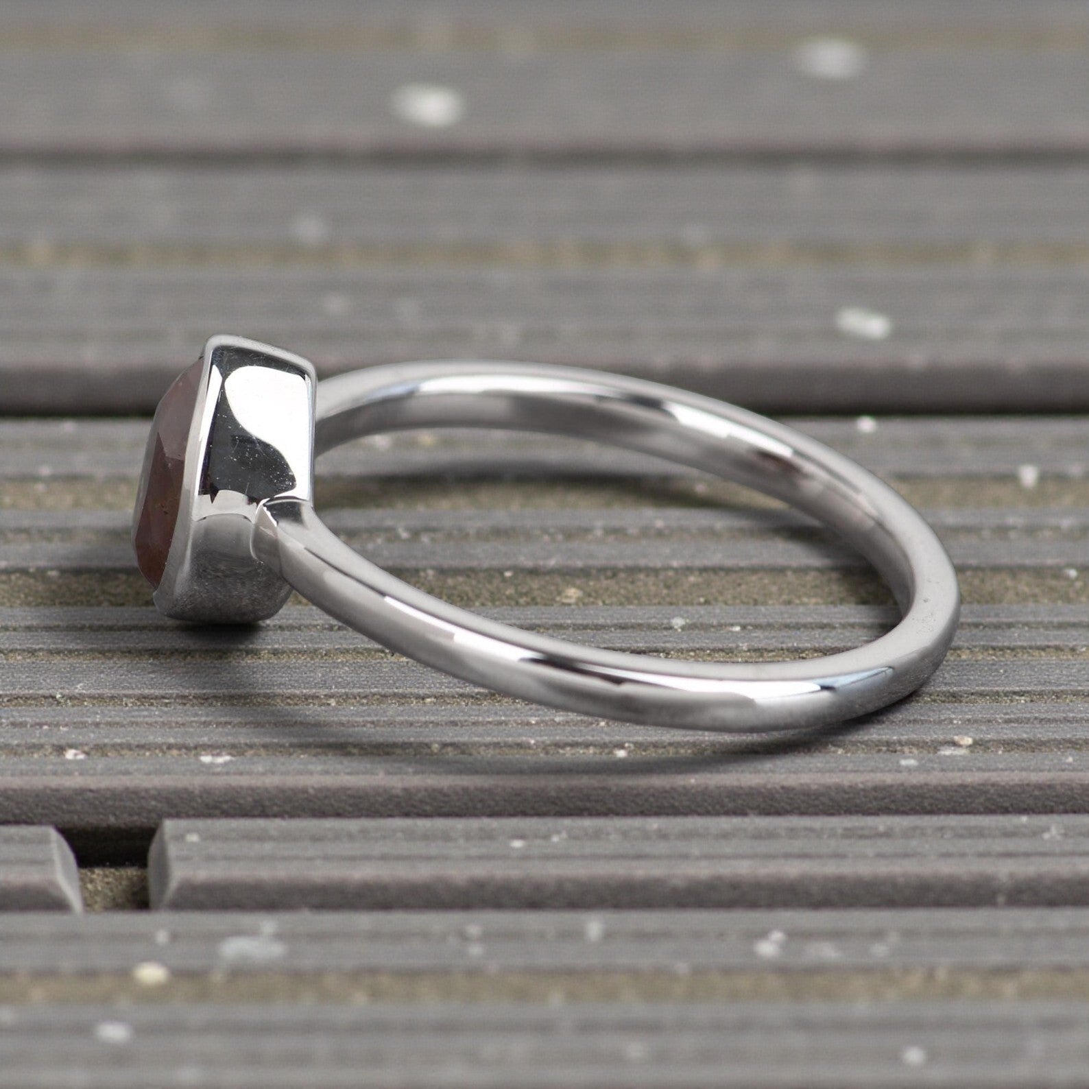 Pear Diamond Ring, 14K Gold Engagement Ring, Natural Brown Red Diamond Ring, Gift for Women