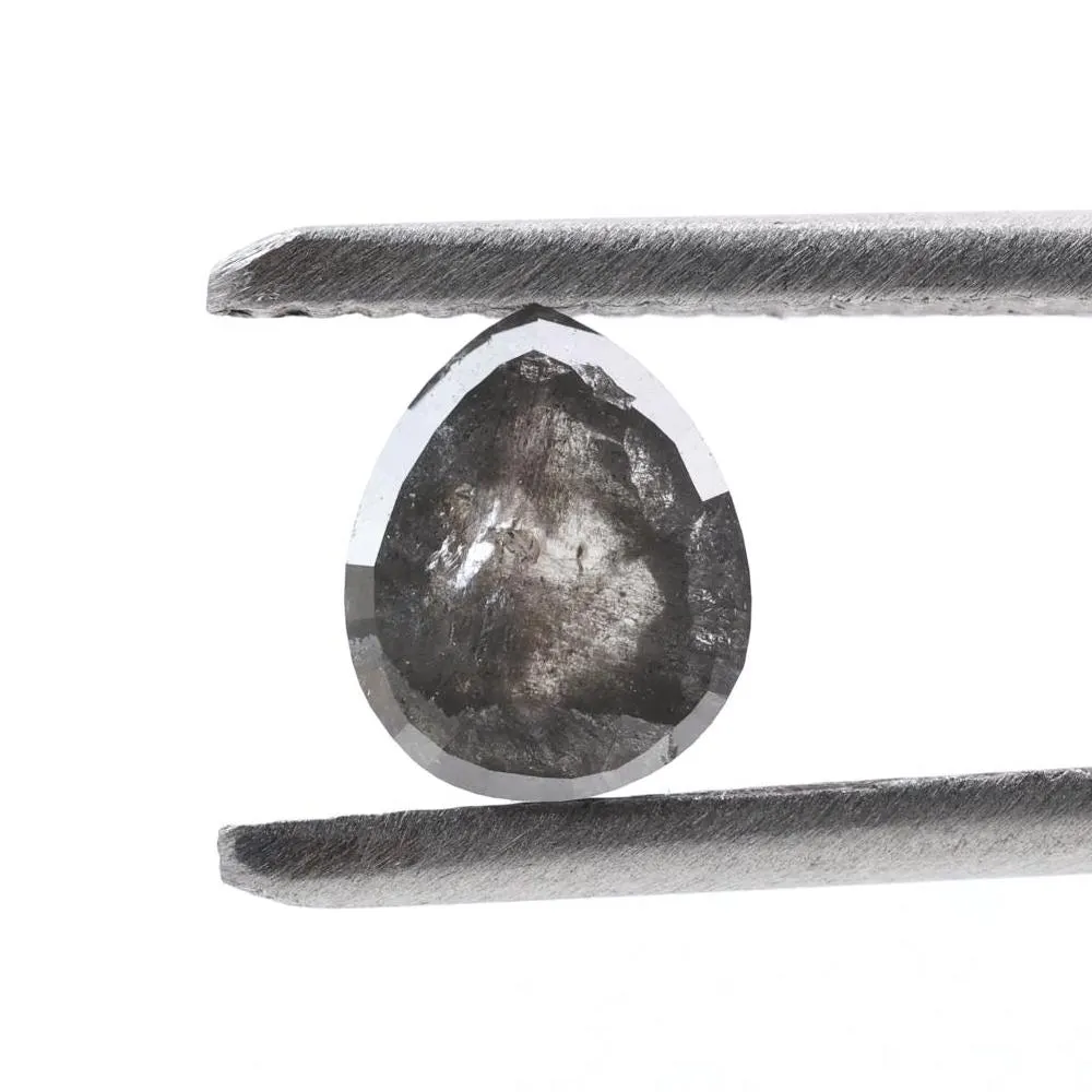0.87 Ct Salt and Pepper Diamond, Natural Smokey Gray Color Pear Cut Loose Diamonds for Engagement Ring