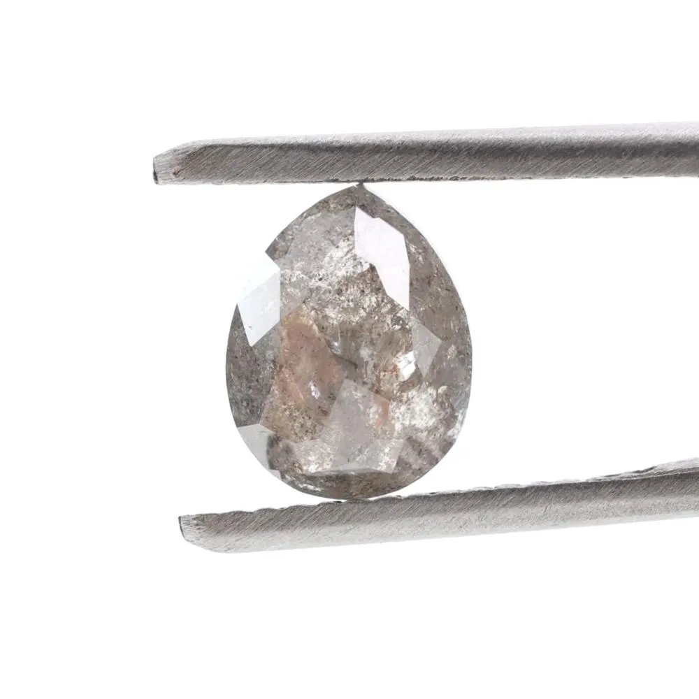 1.68 Ct Salt and Pepper Diamond, Natural Gray Color Pear Cut Loose Diamonds for Engagement Ring