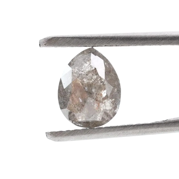 1.68 Ct Salt and Pepper Diamond, Natural Gray Color Pear Cut Loose Diamonds for Engagement Ring